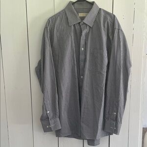 Michael Kors Black and White Gingham Shirt Size 17 1/2 34/35 Collard Button